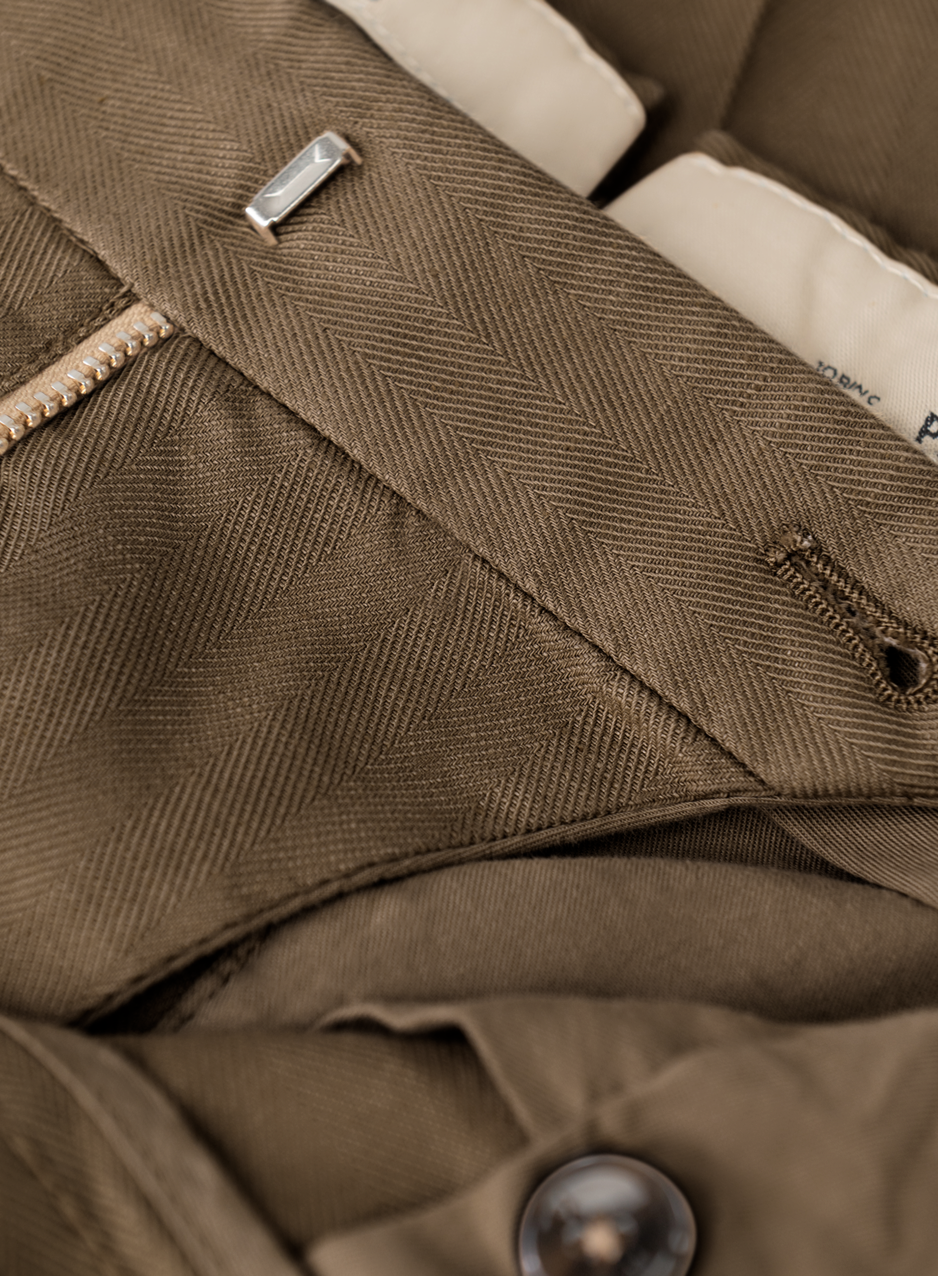 Bandplooi broek van katoen en linnen | FULL_WIDTH | TAUPE