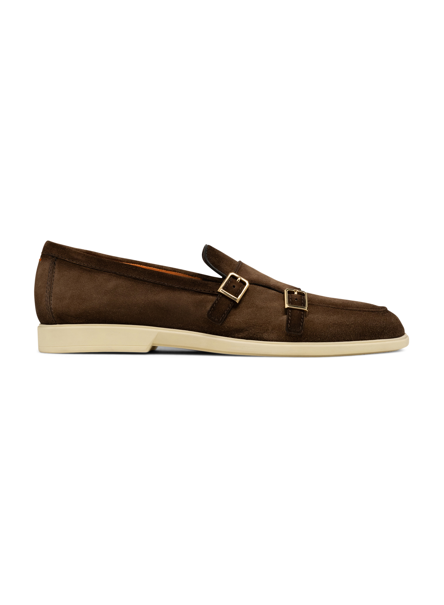 Suède dubbele gesp instapper | Bruin