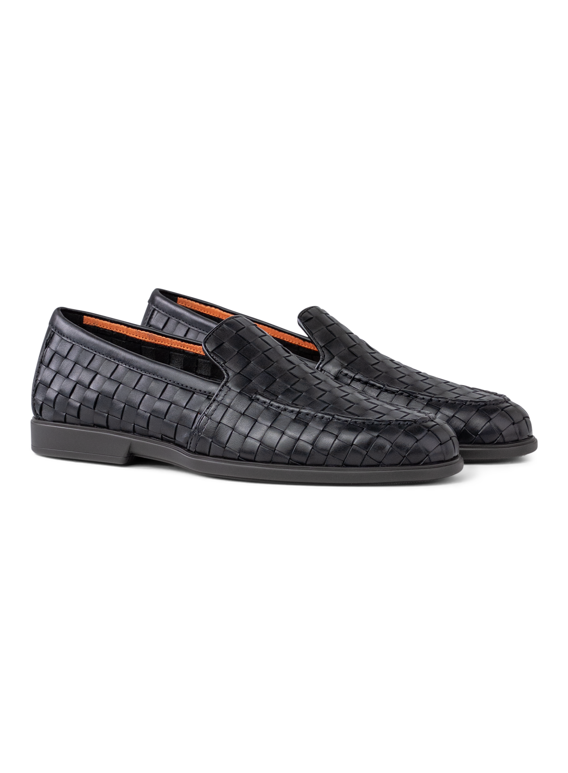 Gewoven loafers van leer | Zwart