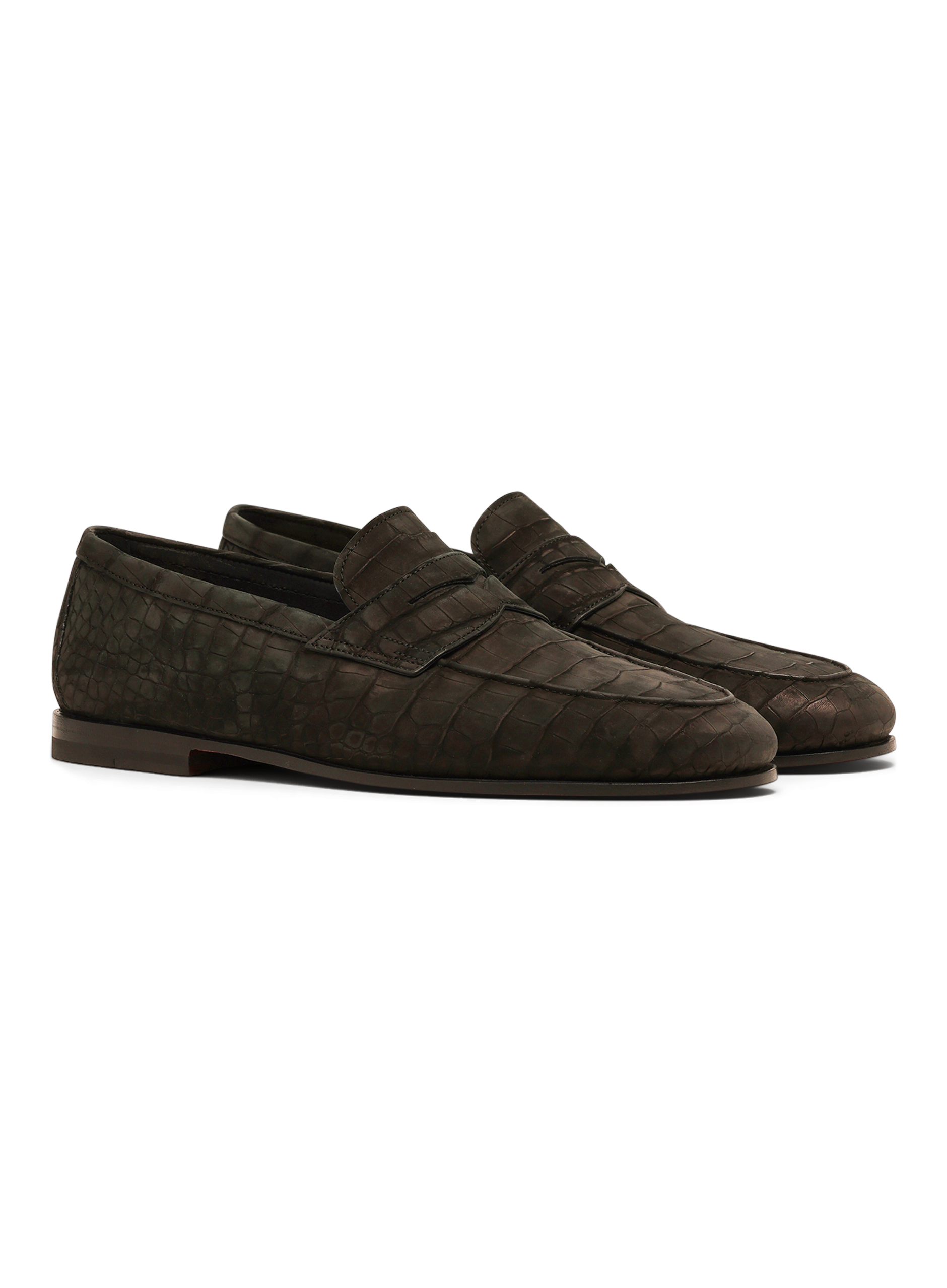 Penny loafers van krokodillenleer | Zwart