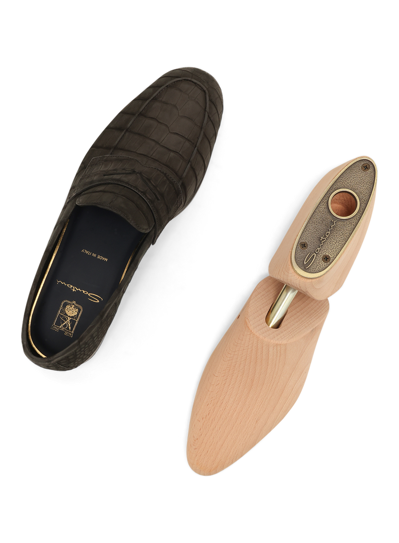 Penny loafers van krokodillenleer | Zwart