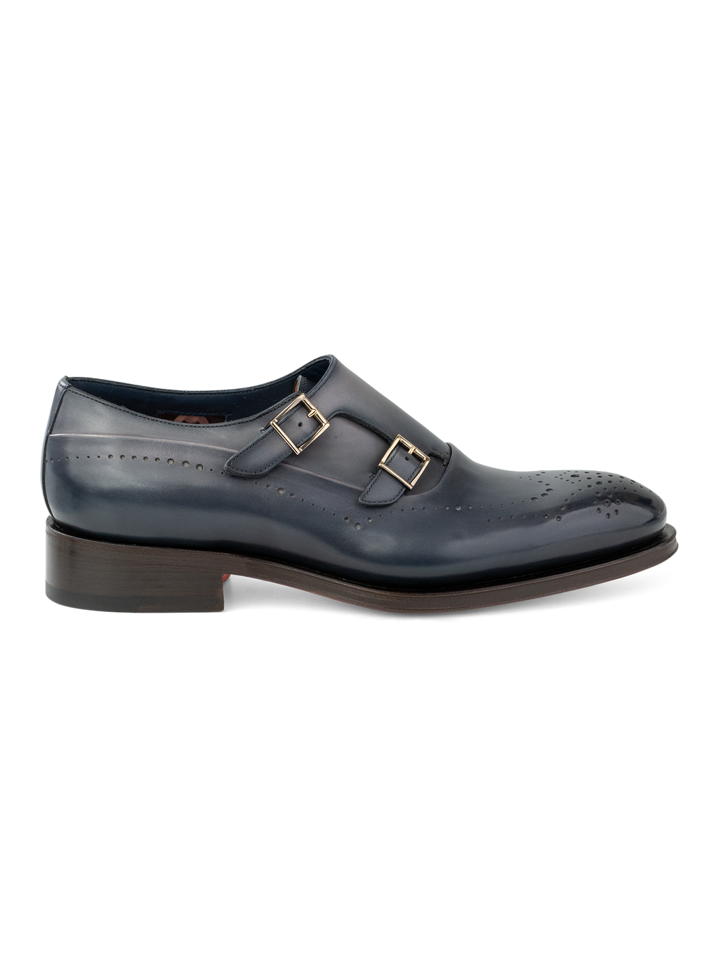 Dubbele gespschoenen van leer | Blauw
