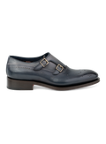 Dubbele gespschoenen van leer | Blauw