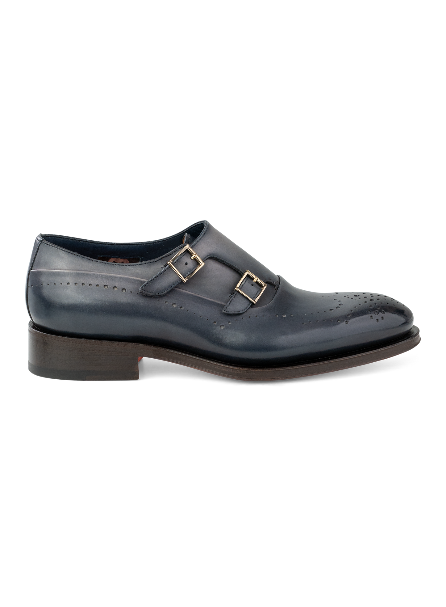 Dubbele gespschoenen van leer | Blauw