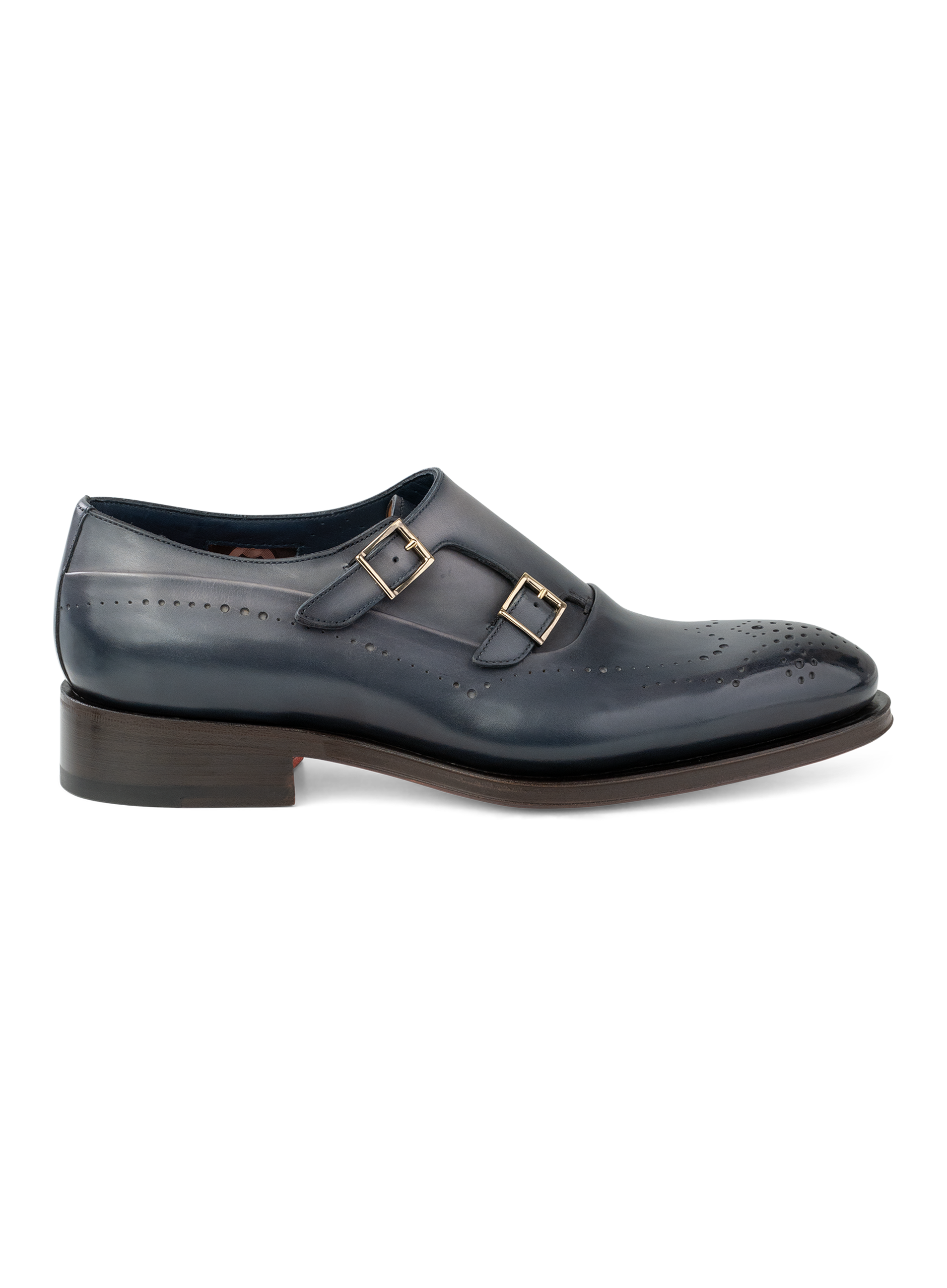 Dubbele gespschoenen van leer | Blauw