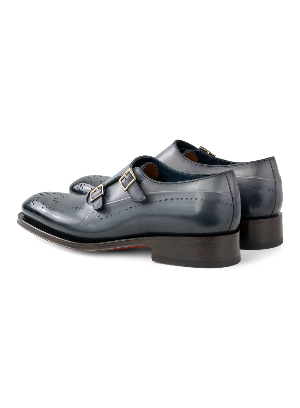 Dubbele gespschoenen van leer | Blauw