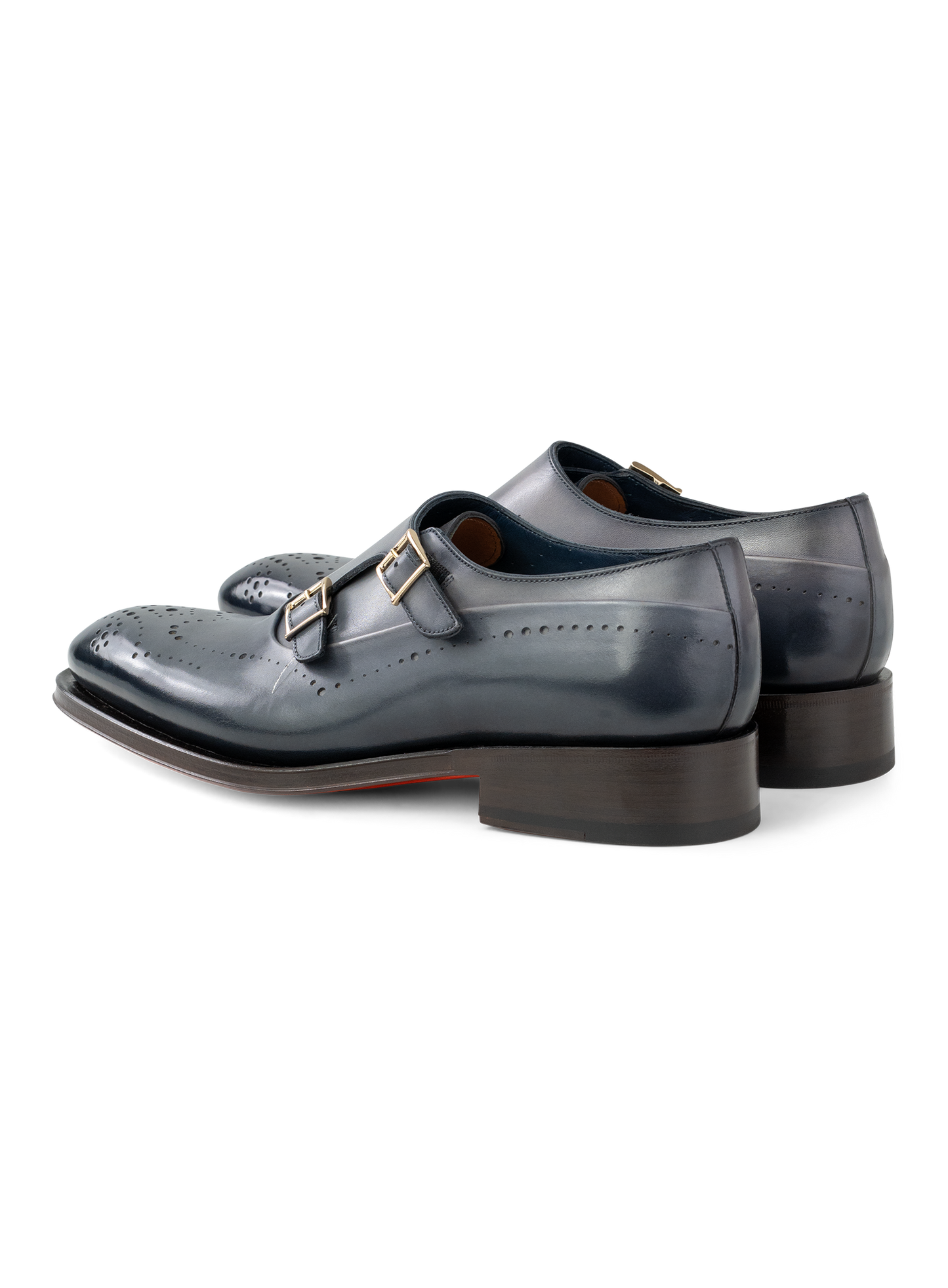 Dubbele gespschoenen van leer | Blauw