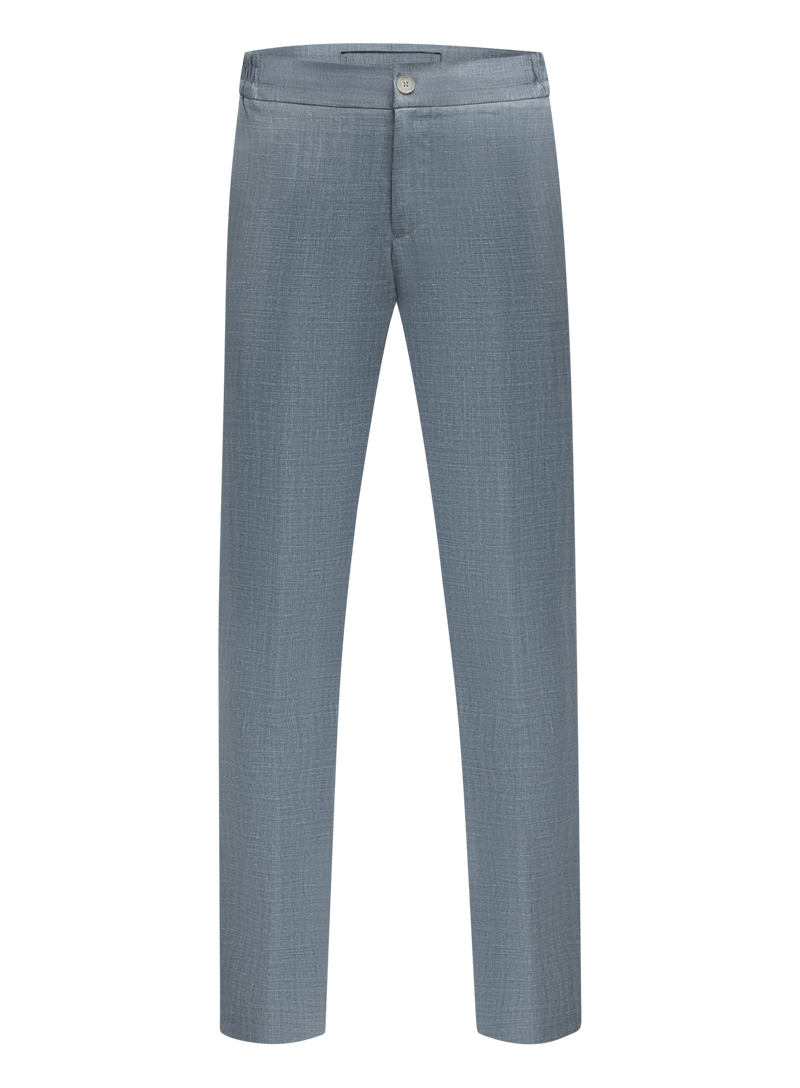 Trousers in virgin wool, silk, and linen
