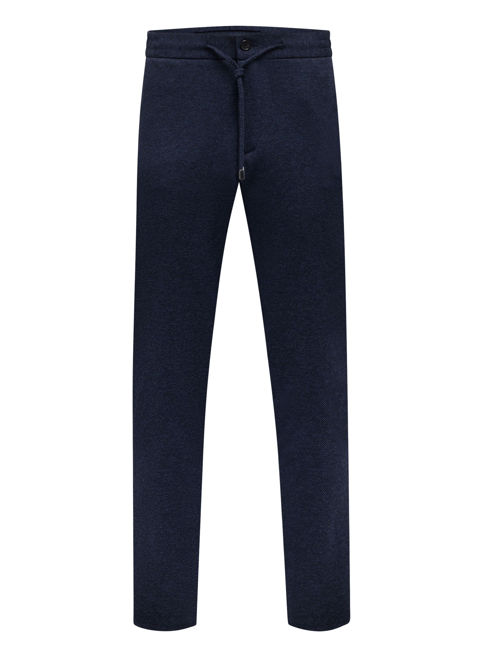 Broek met trekkoord van scheerwol en katoen | Blauw