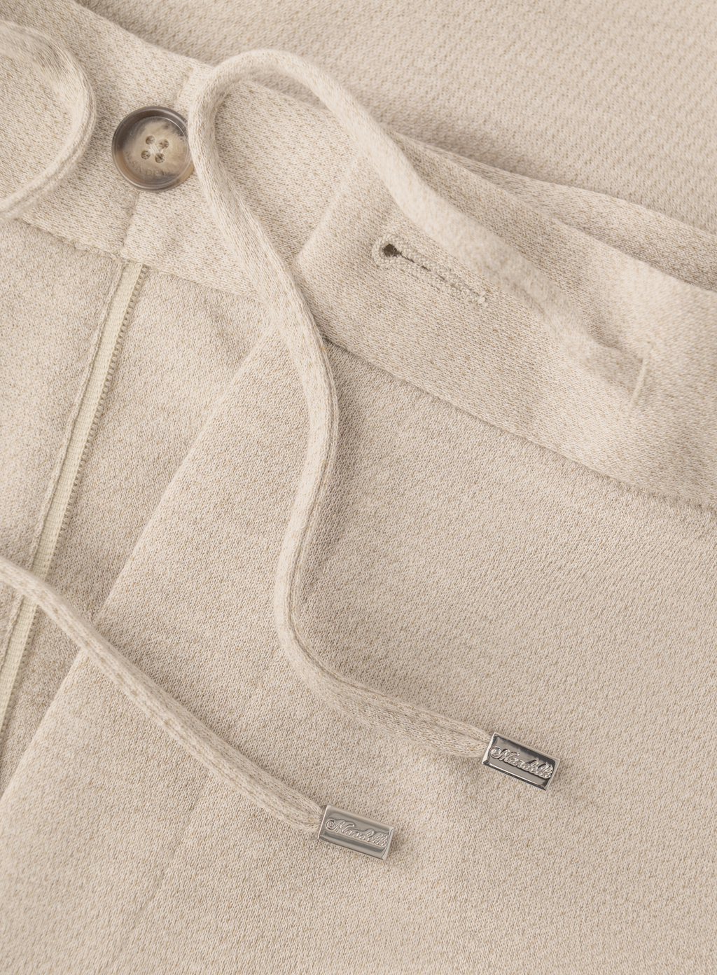 Broek met trekkoord van scheerwol en katoen | FULL_WIDTH | Beige