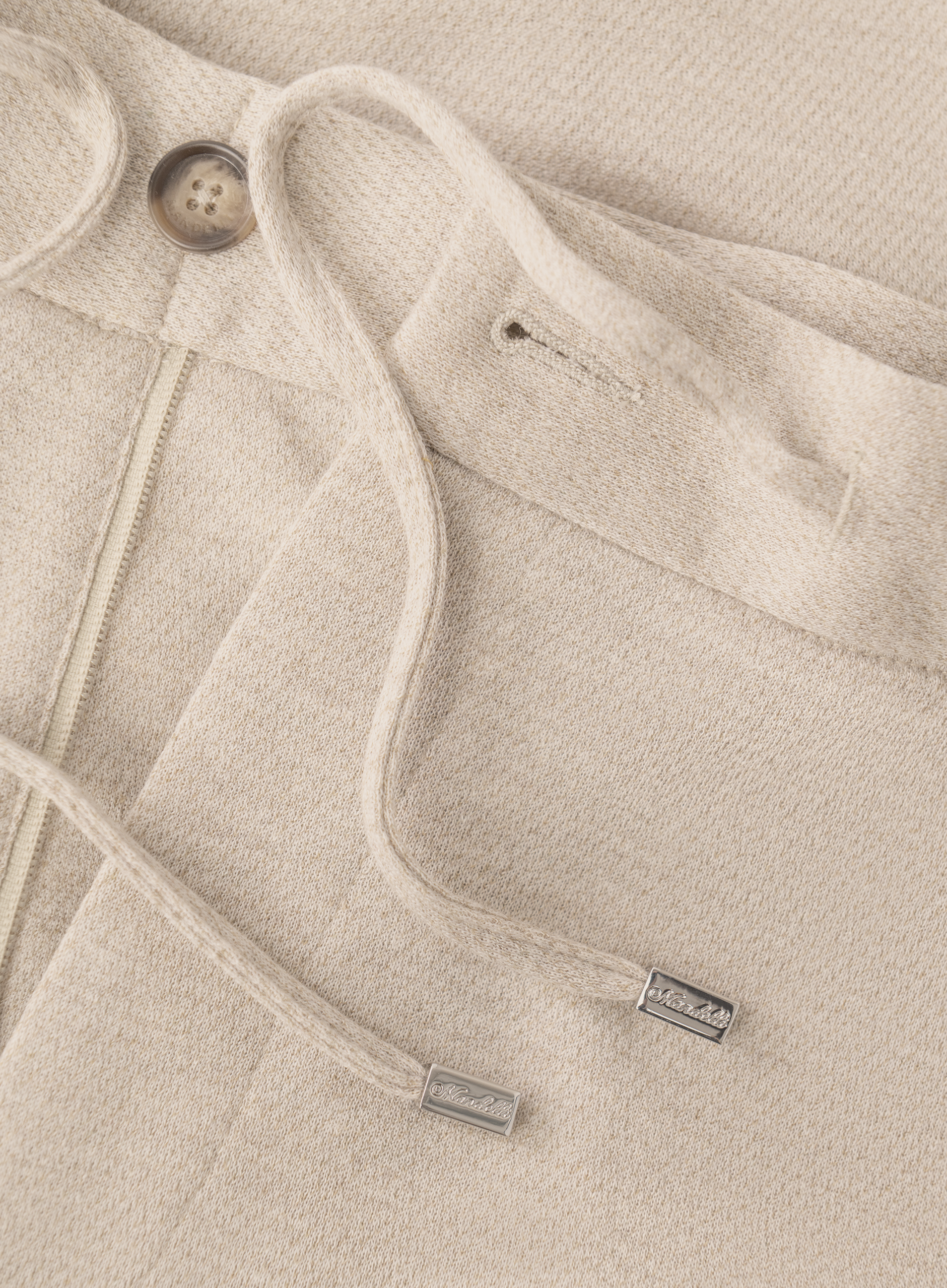 Broek met trekkoord van scheerwol en katoen | FULL_WIDTH | Beige