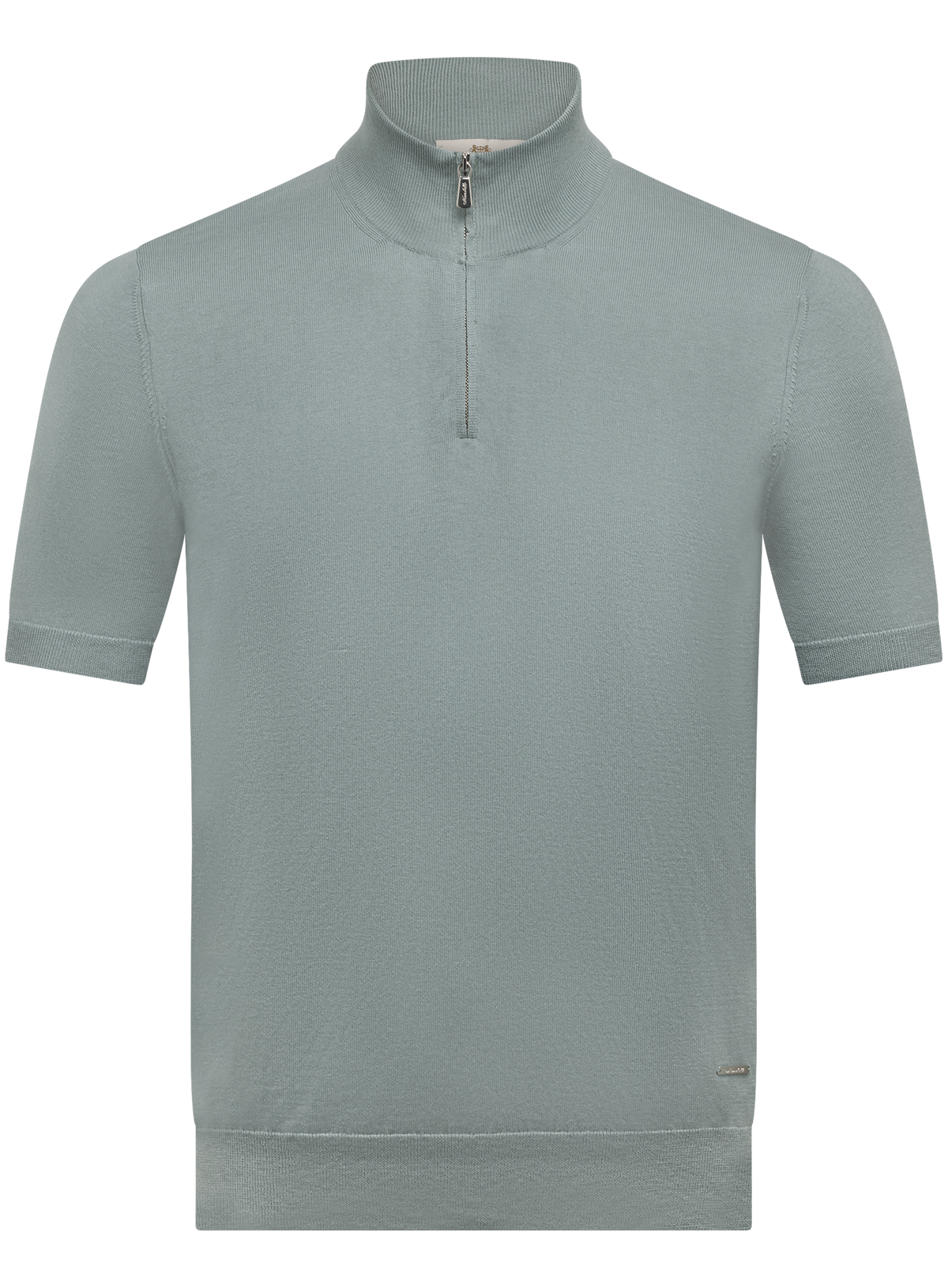 Half-zip polo van zijde en katoen | Groen