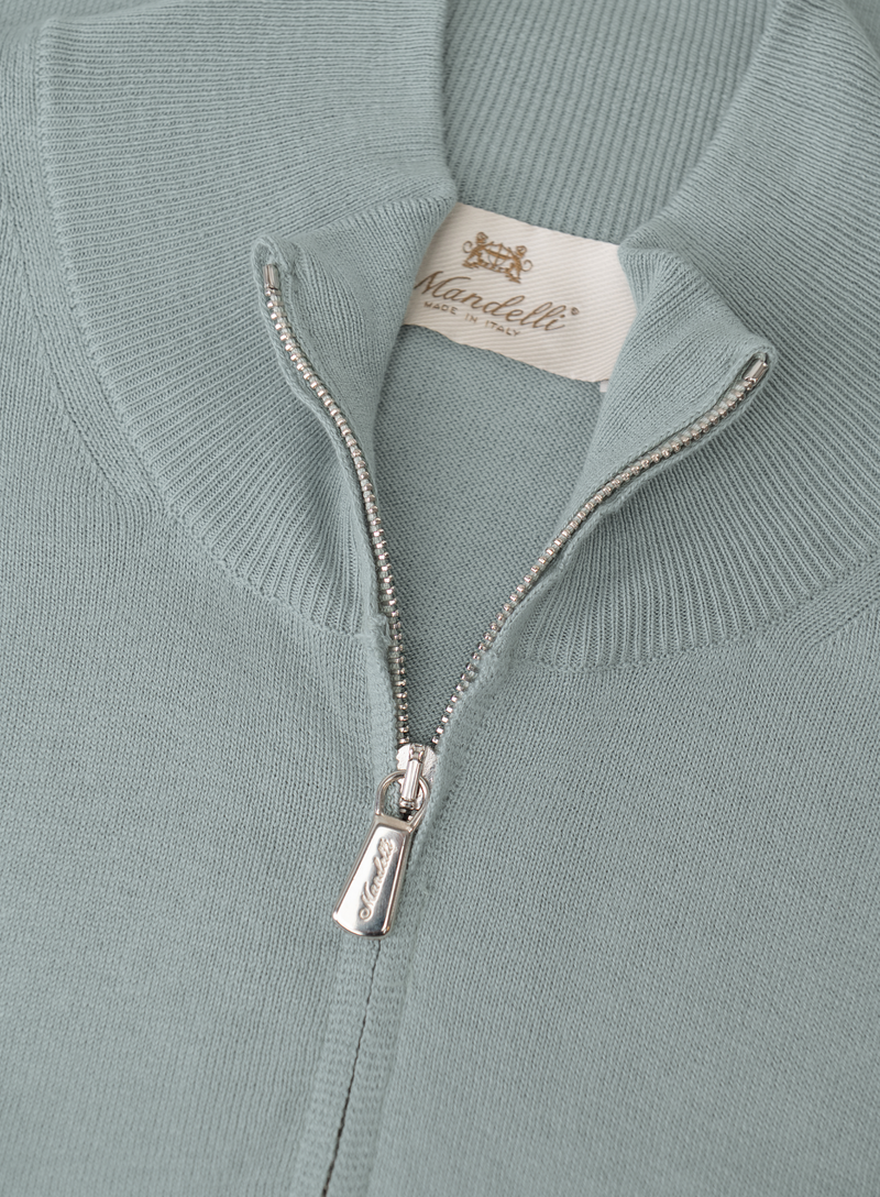 Silk and cotton half-zip polo