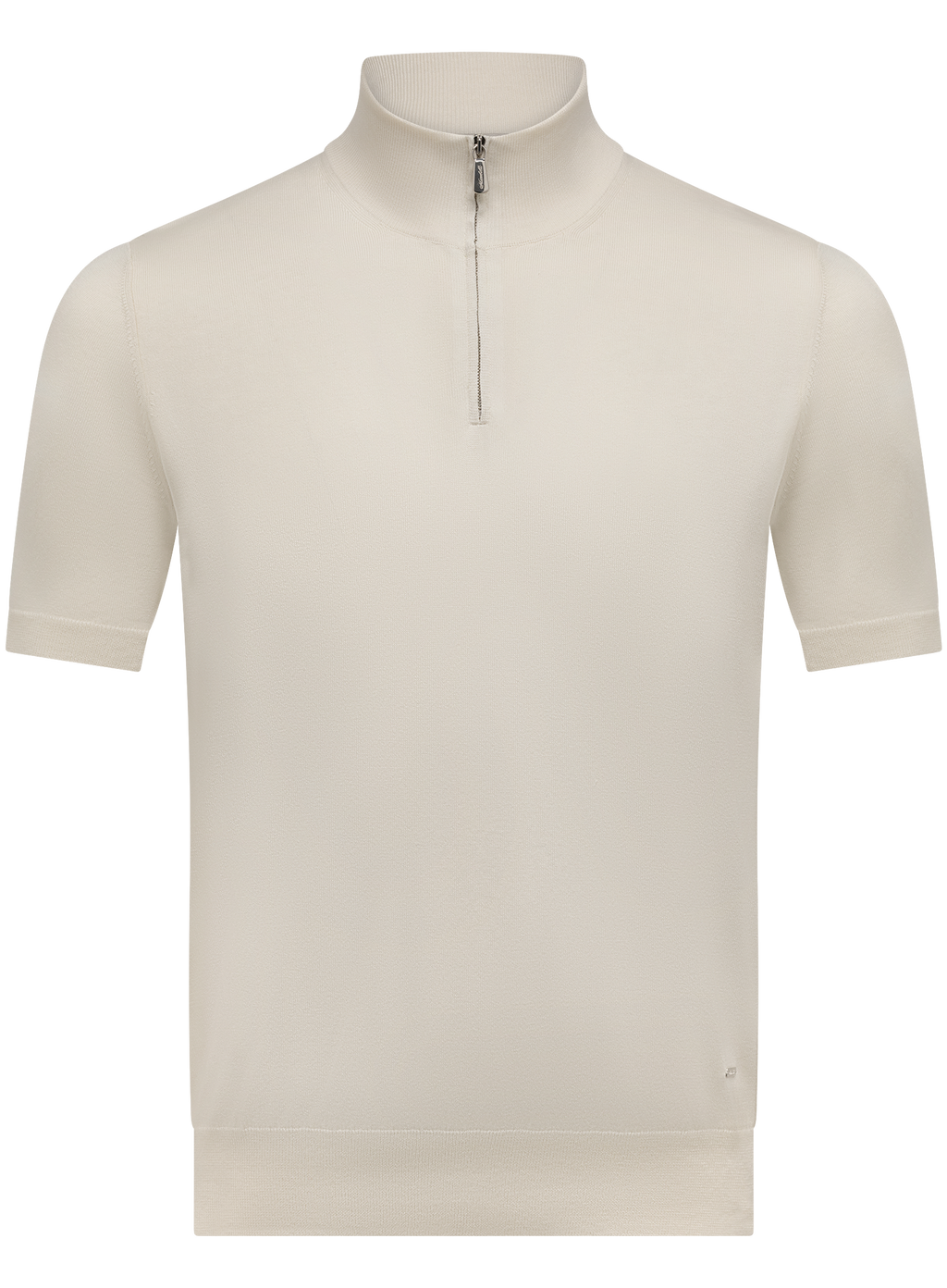 Half-zip polo van zijde en katoen | ROOM-WIT