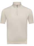 Half-zip polo van zijde en katoen | ROOM-WIT