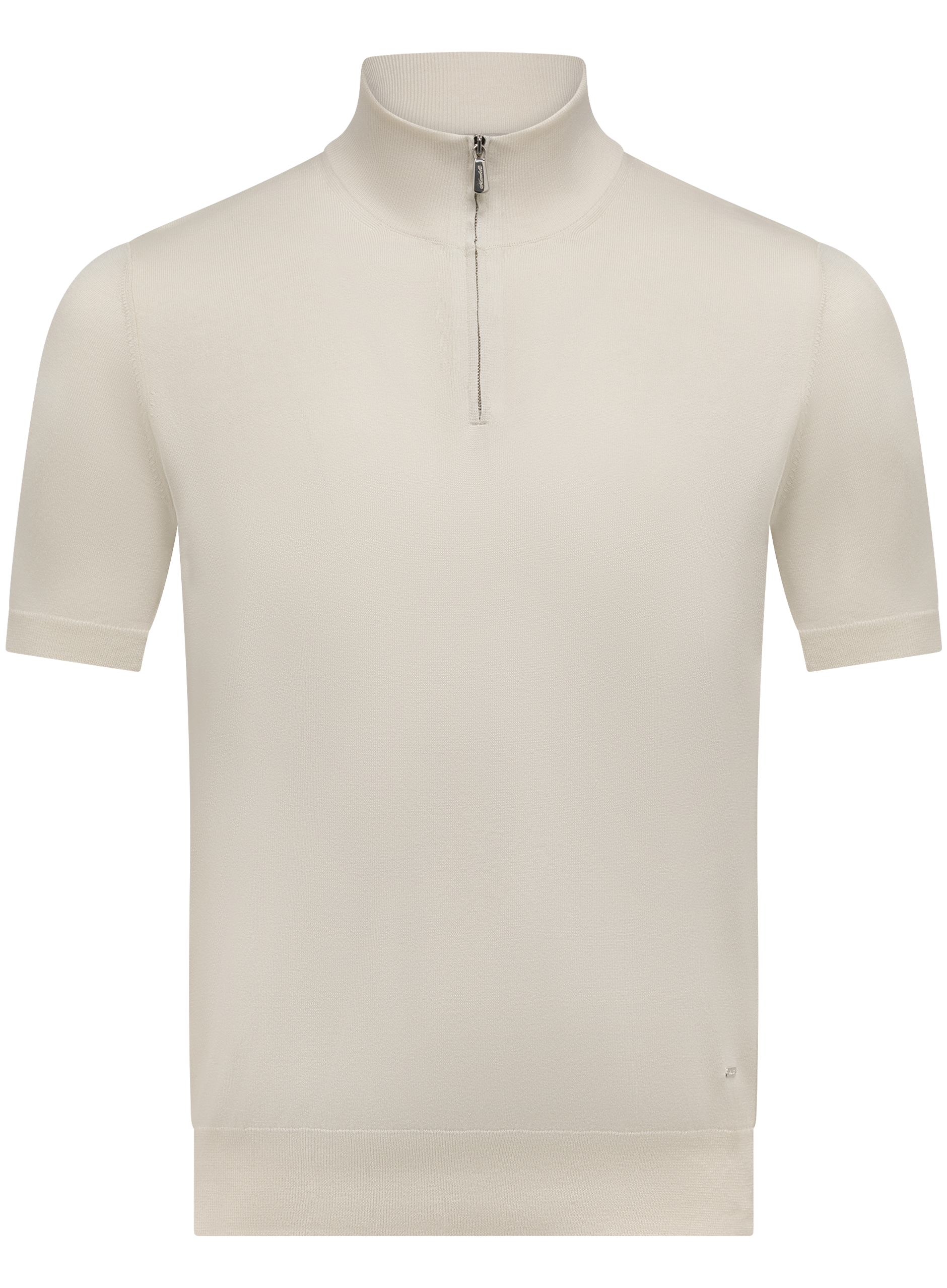 Half-zip polo van zijde en katoen | ROOM-WIT