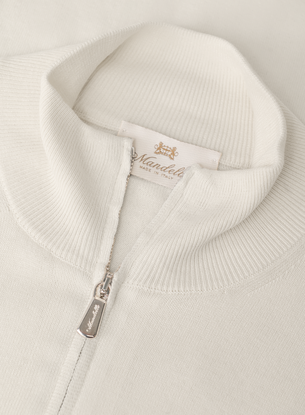 Half-zip polo van zijde en katoen | FULL_WIDTH | ROOM-WIT
