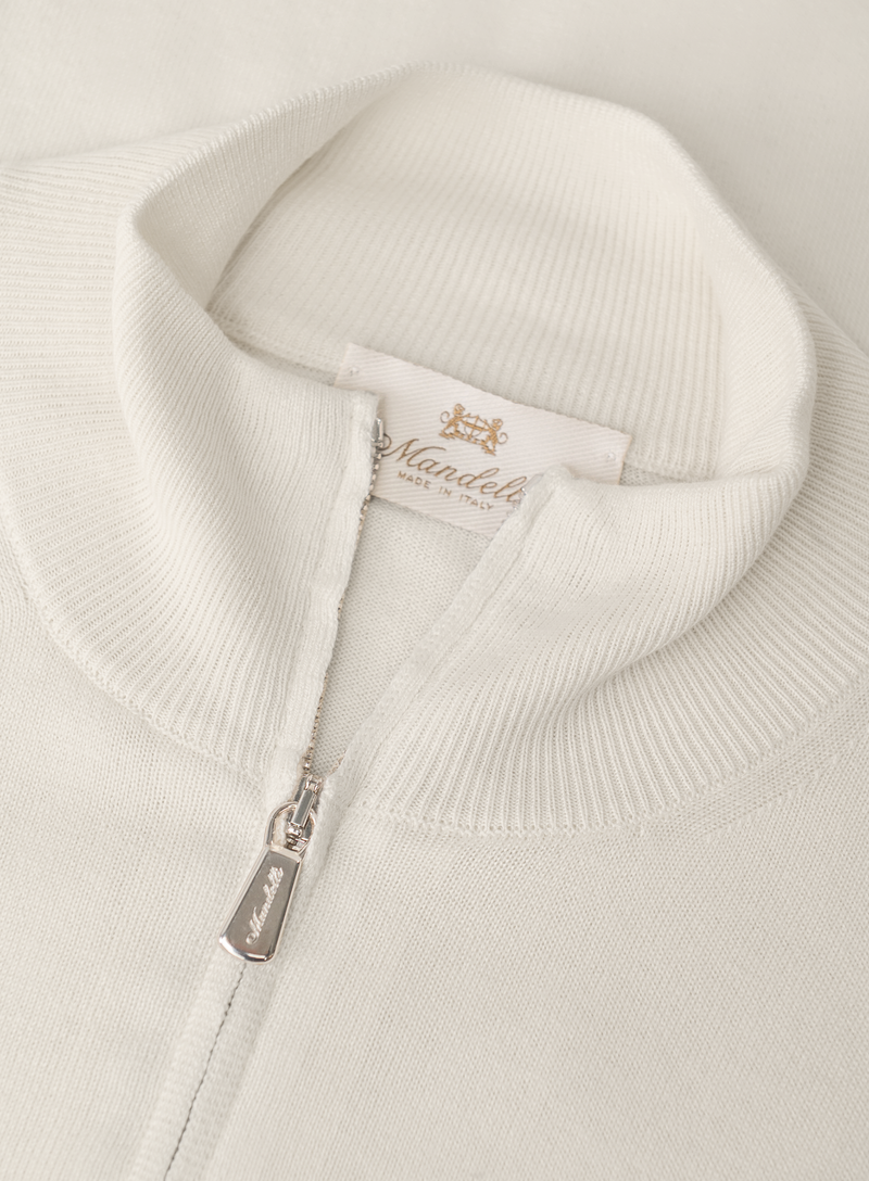 Half-zip polo van zijde en katoen | FULL_WIDTH | ROOM-WIT