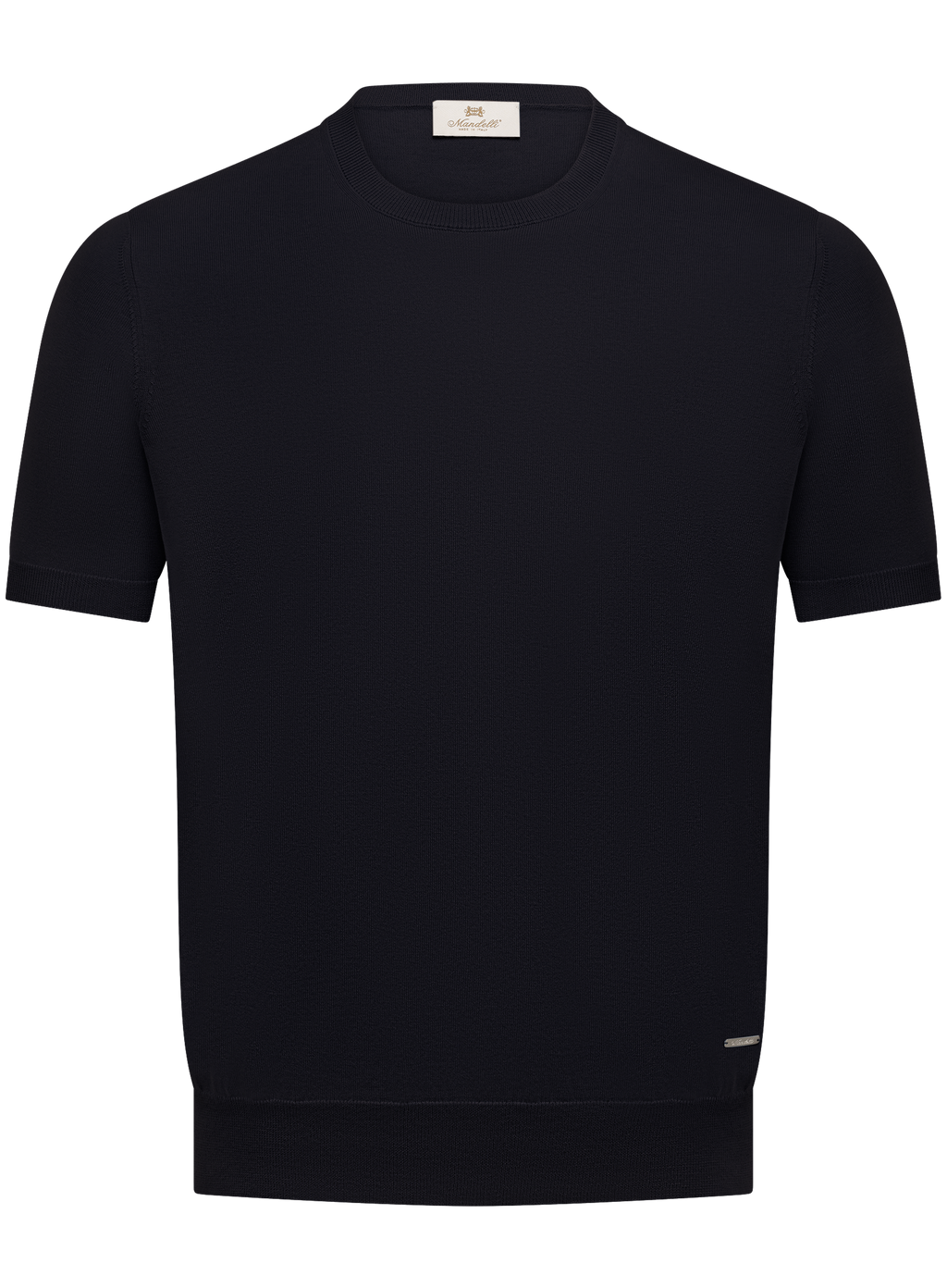 T-shirt van zijde en katoen | BLUE NAVY