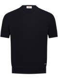 T-shirt van zijde en katoen | BLUE NAVY
