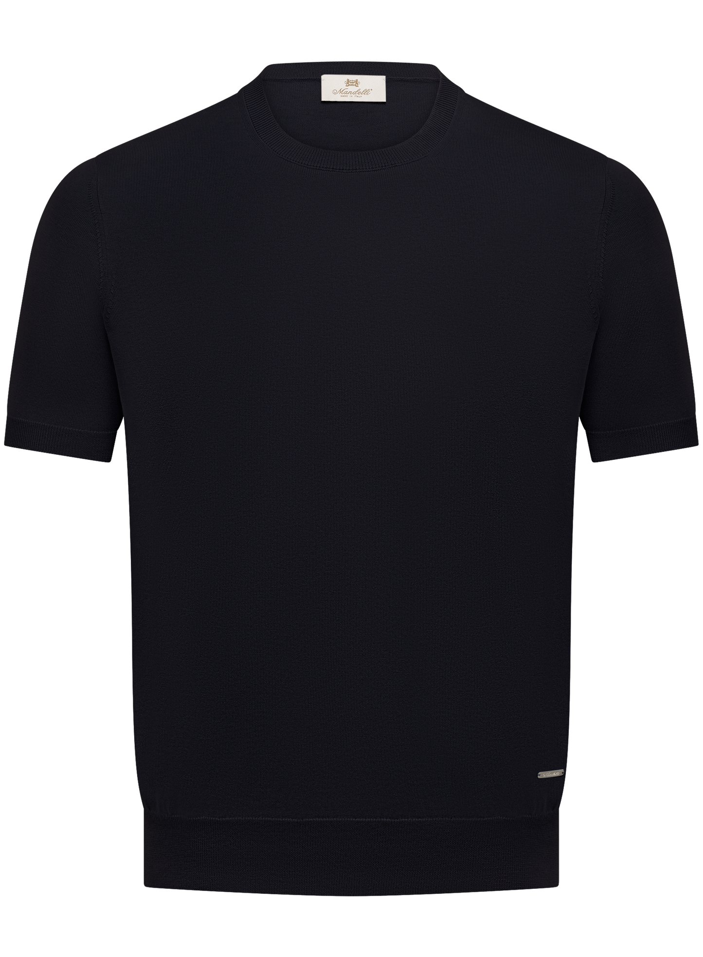 T-shirt van zijde en katoen | BLUE NAVY