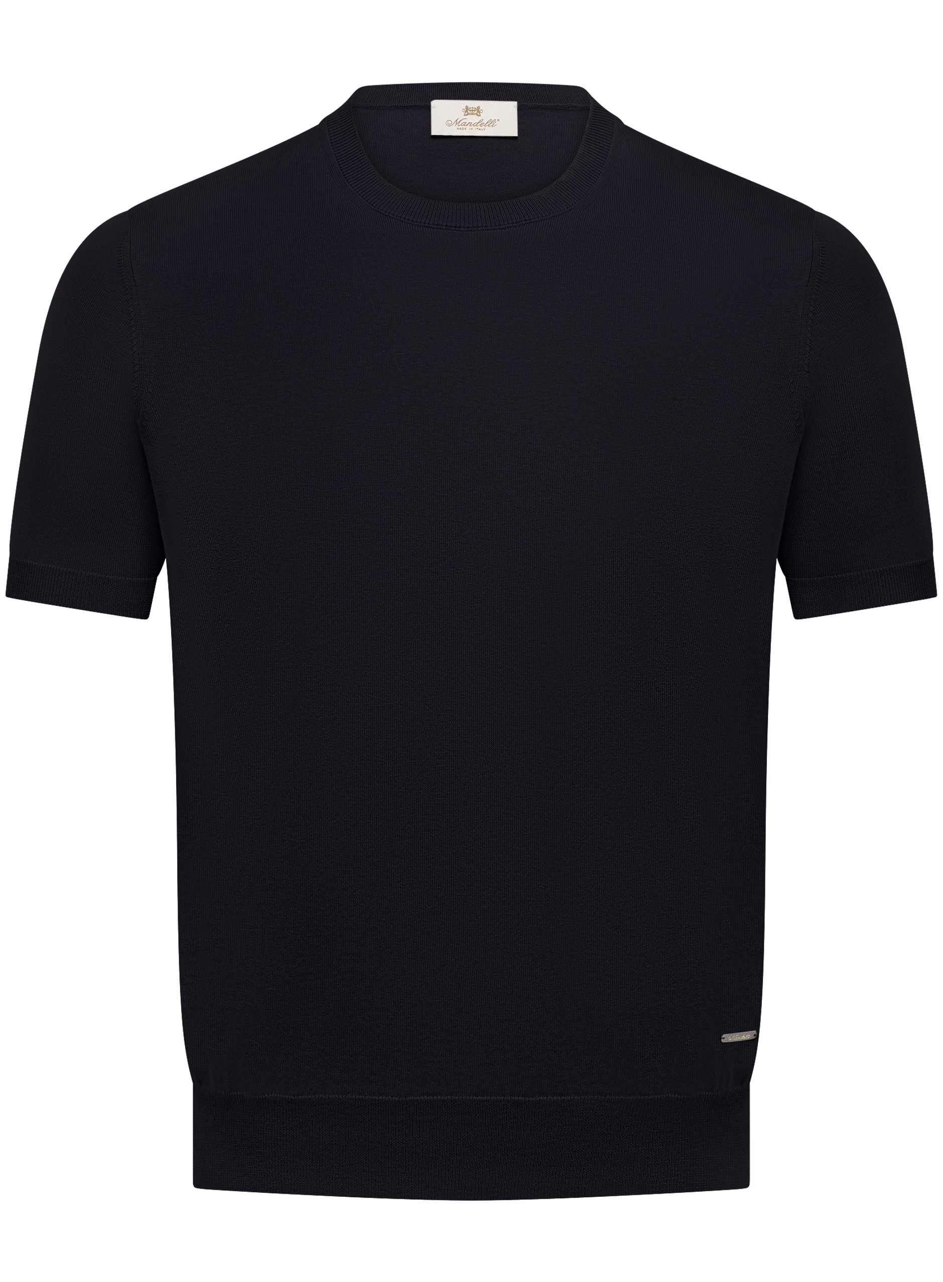 T-shirt van zijde en katoen | BLUE NAVY