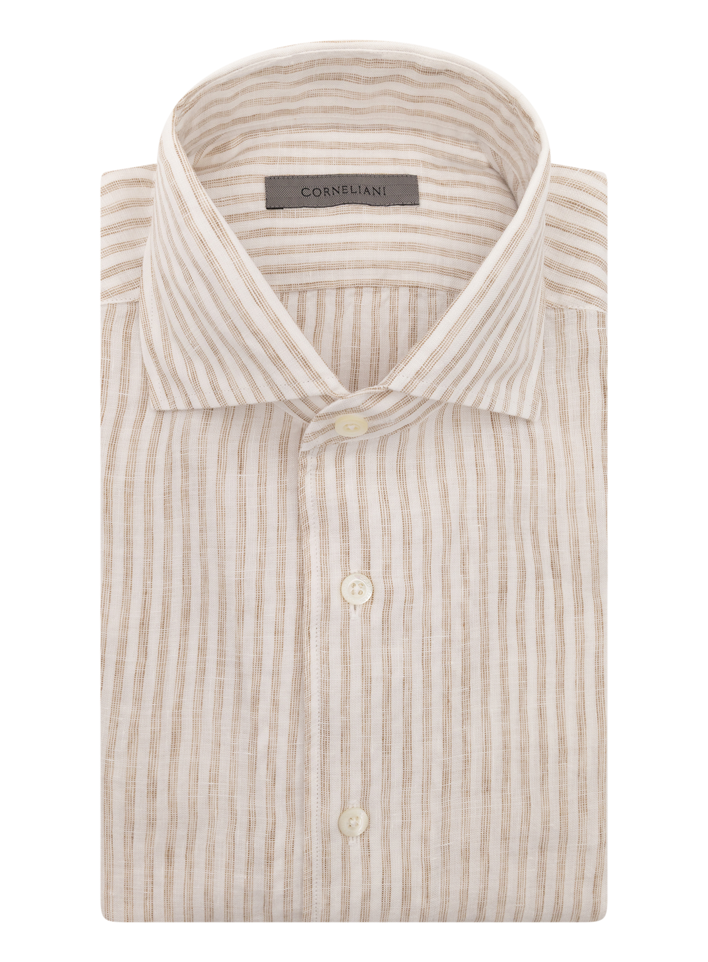 Gestreept linnen shirt | FULL_WIDTH | Beige