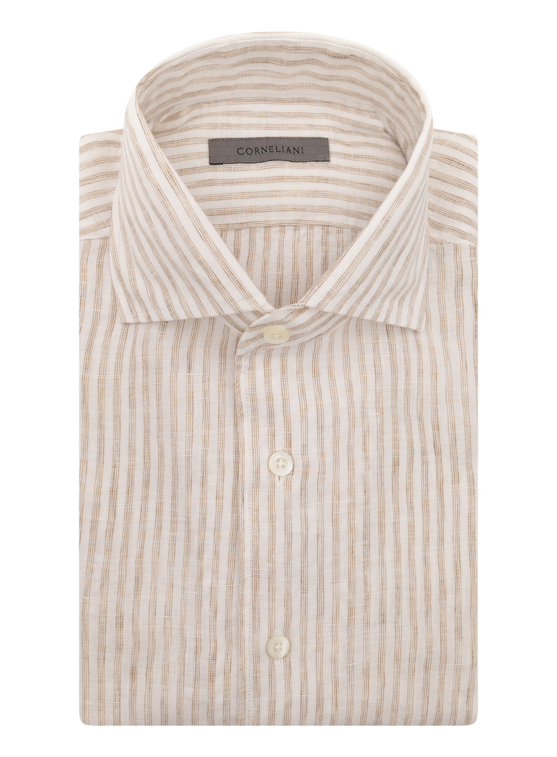 Gestreept linnen shirt | FULL_WIDTH | Beige