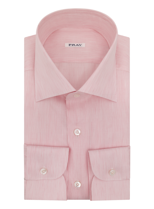 Gestreept shirt van katoen en linnen | ROZE