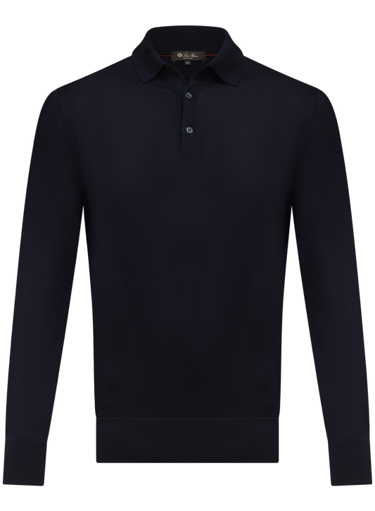 Polo van scheerwol | D.blauw