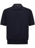 Buttonless polo van scheerwol | BLUE NAVY