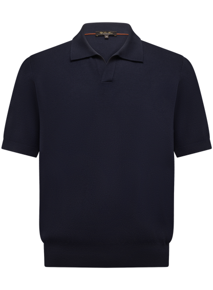 Buttonless polo van scheerwol | BLUE NAVY