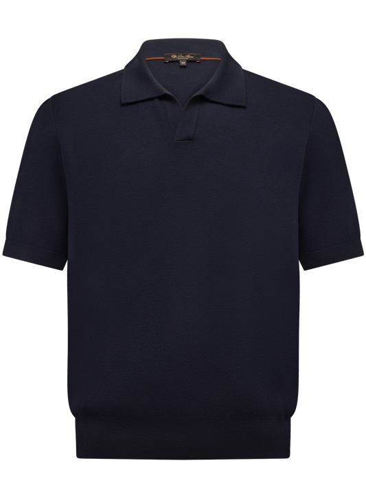 Buttonless polo van scheerwol | BLUE NAVY