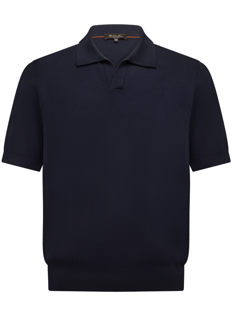Buttonless polo van scheerwol