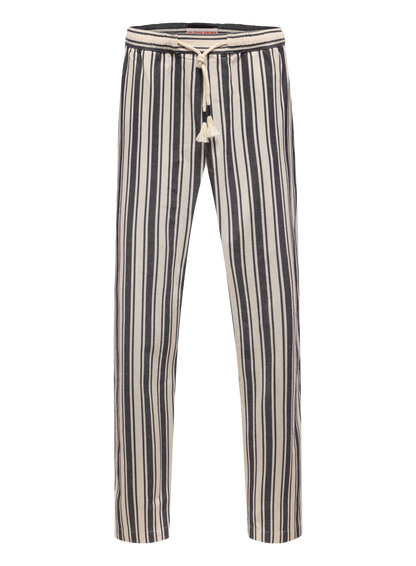 Gestreepte broek van linnen | Blauw