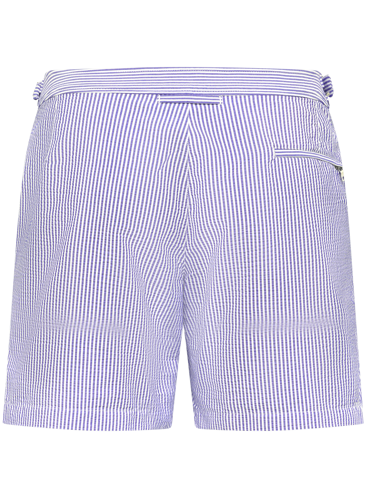 Bulldog zwemshort van seersucker met streepdessin | Blauw