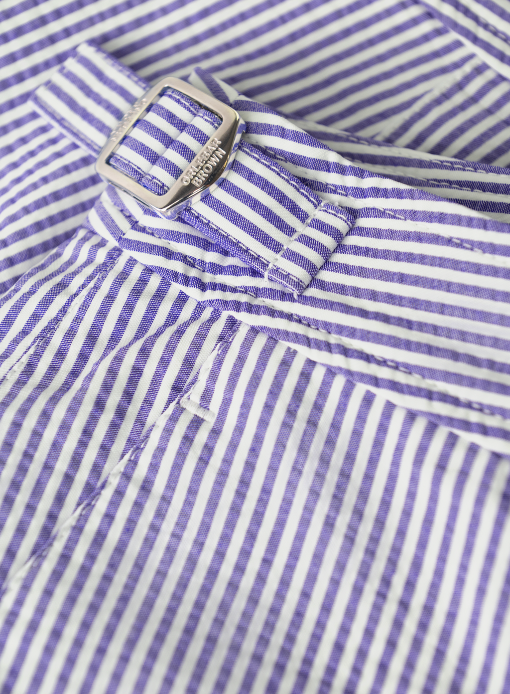 Bulldog zwemshort van seersucker met streepdessin | FULL_WIDTH | Blauw