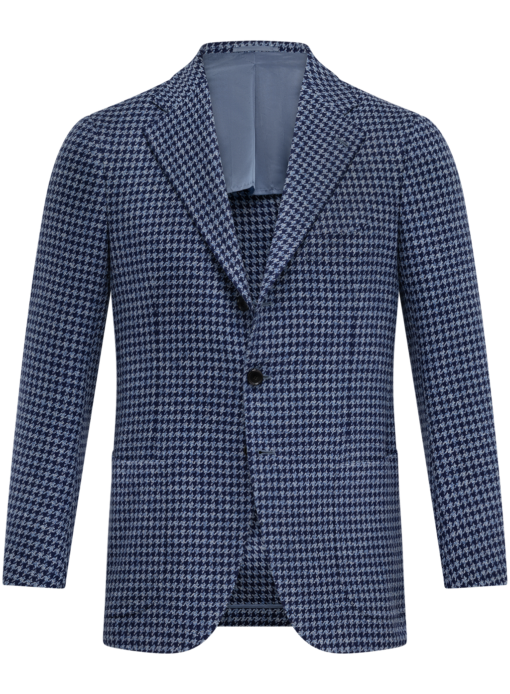Handgemaakt pied-de-poule colbert van cashmere | Blauw