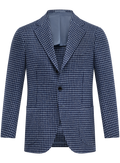 Handgemaakt pied-de-poule colbert van cashmere | Blauw