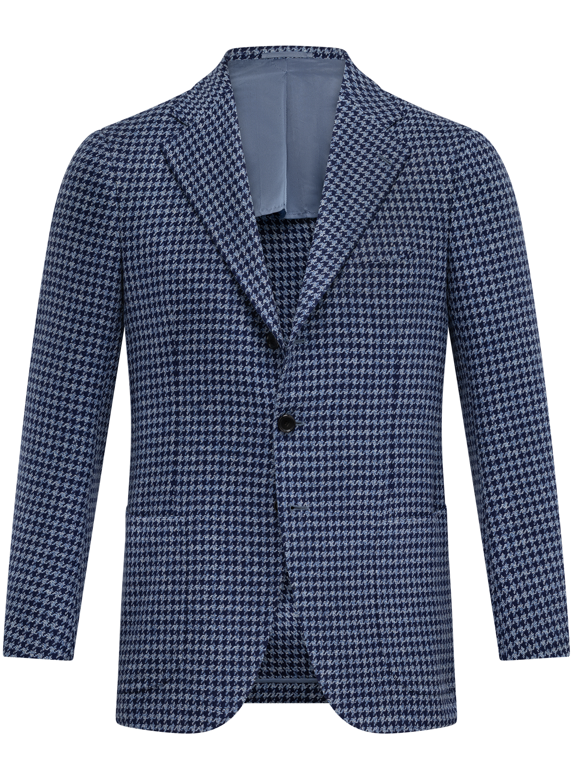 Handgemaakt pied-de-poule colbert van cashmere | Blauw