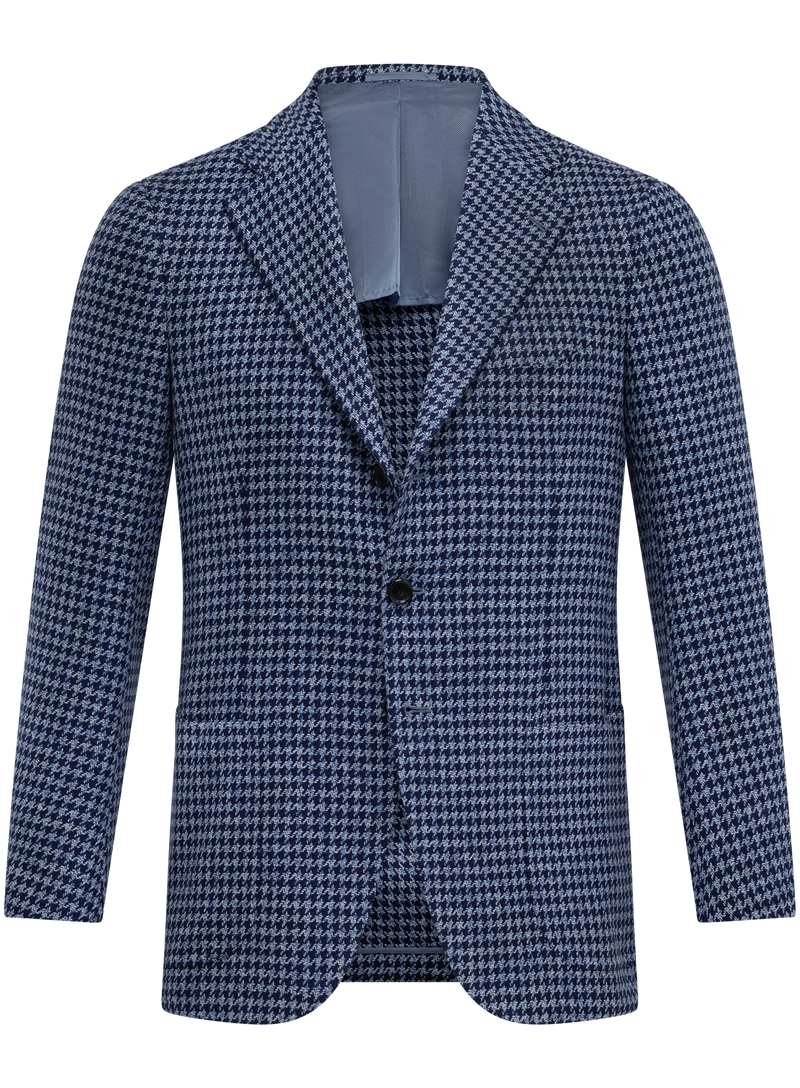 Handgemaakt pied-de-poule colbert van cashmere