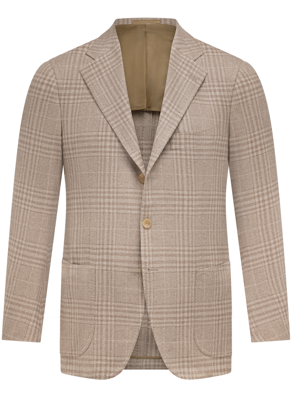 Handgemaakt glencheck colbert van cashmere | Beige