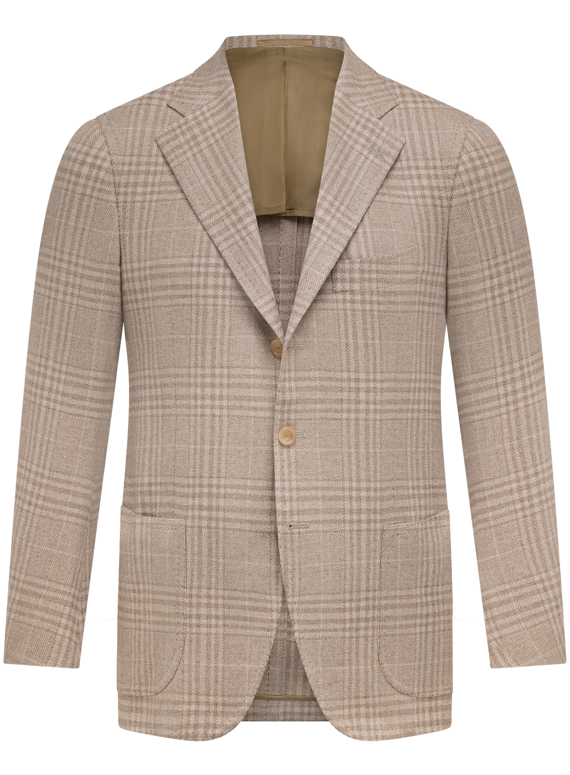 Handgemaakt glencheck colbert van cashmere | Beige