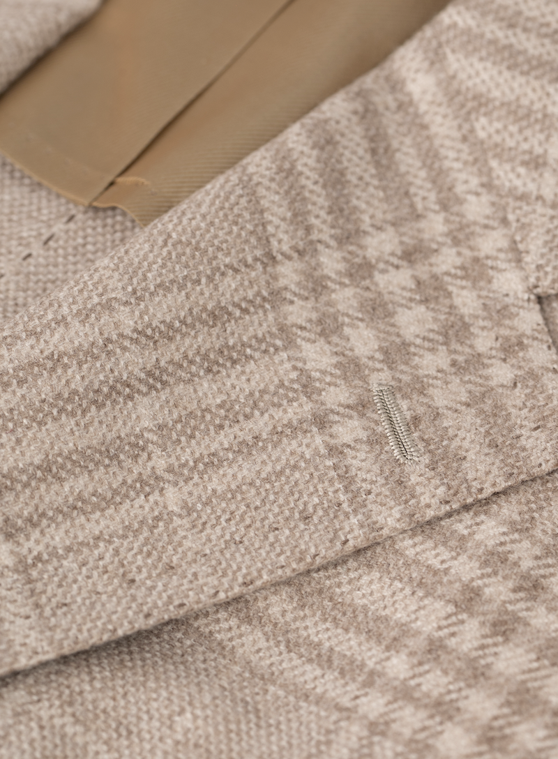 Handgemaakt glencheck colbert van cashmere | FULL_WIDTH | Beige