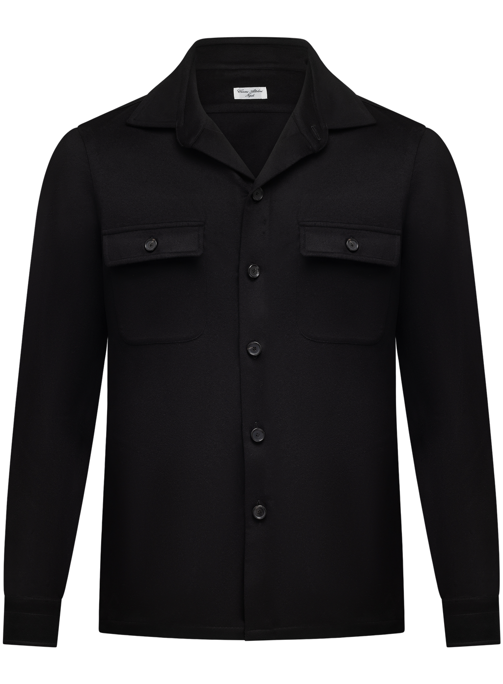 Handgemaakt overshirt van scheerwol | Zwart