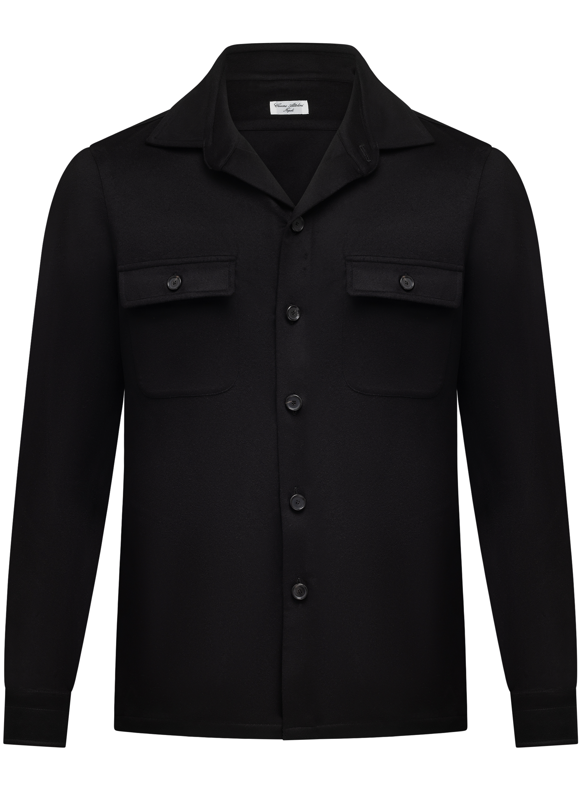 Handgemaakt overshirt van scheerwol | Zwart