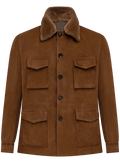 Handgemaakte field jacket van suède | Bruin