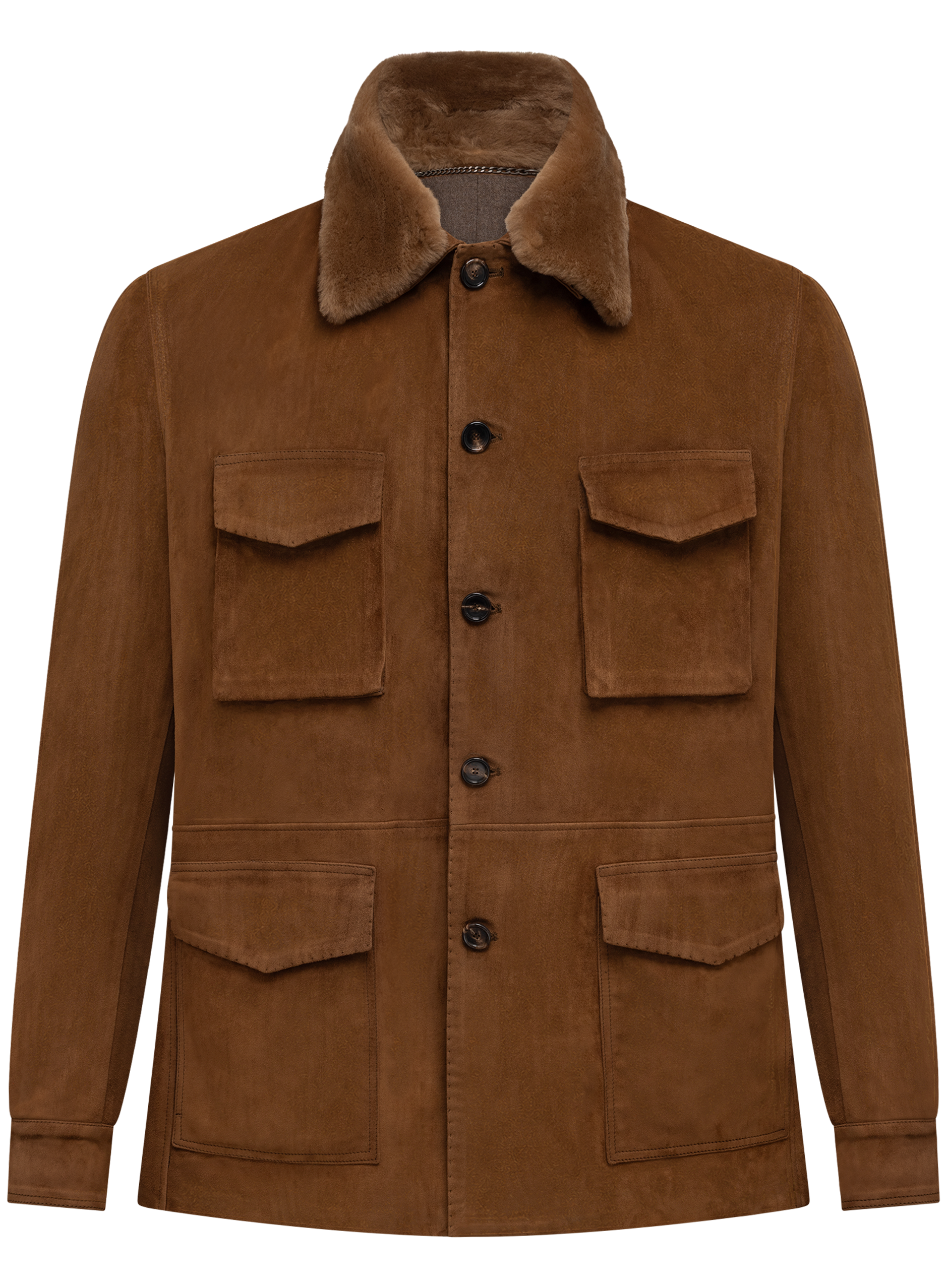 Handgemaakte field jacket van suède | Bruin