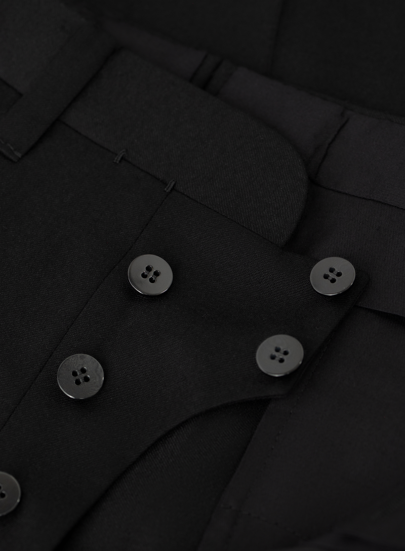 Handgemaakte bandplooi pantalon van wol | FULL_WIDTH | Zwart