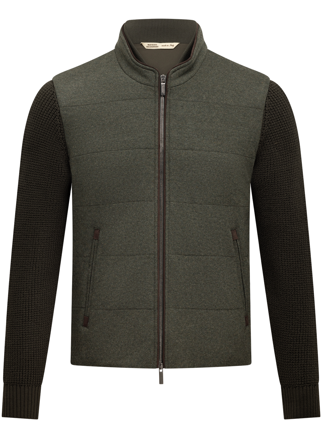 Gebreid jack van cashmere met opstaande kraag | Groen